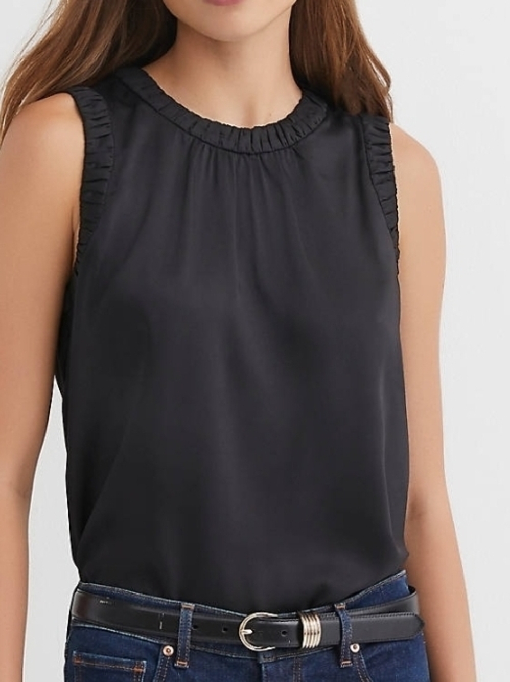 LOFT Ruched Trim Shell - Black